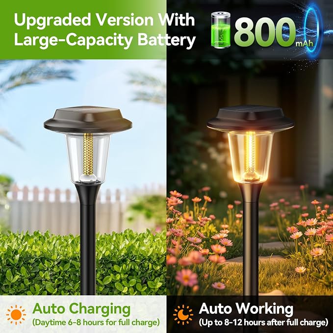 KOOPER Solar Pathway Lights Outdoor, 8 Pack Modern Brighter Solar Powered - Image 3