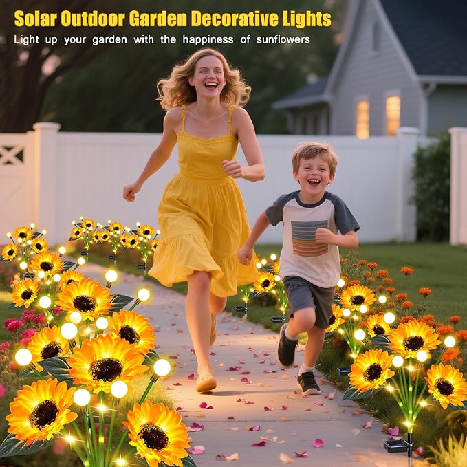 Solar Lights Outdoor Garden Decor, 4 Pack Sunflower - Image 5