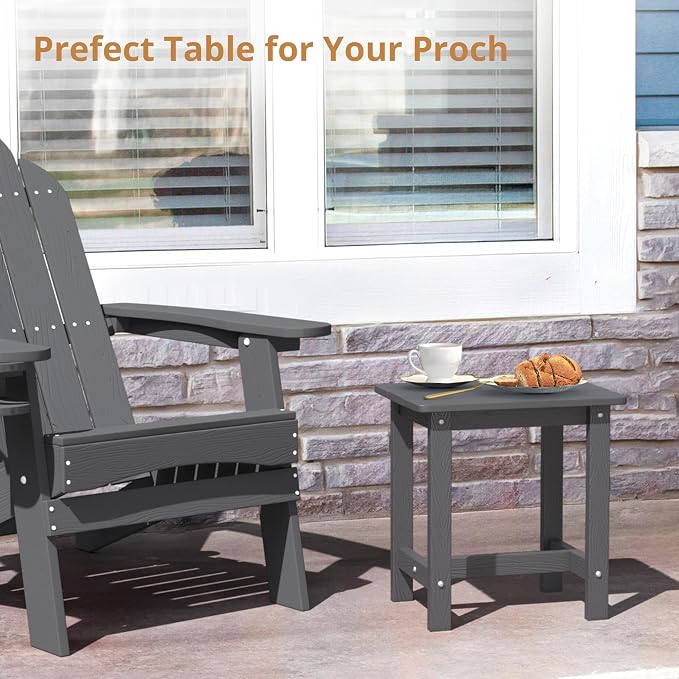LUE BONA Outdoor Side Table, HDPS Small Outdoor Adirondack Side Tables - Image 5