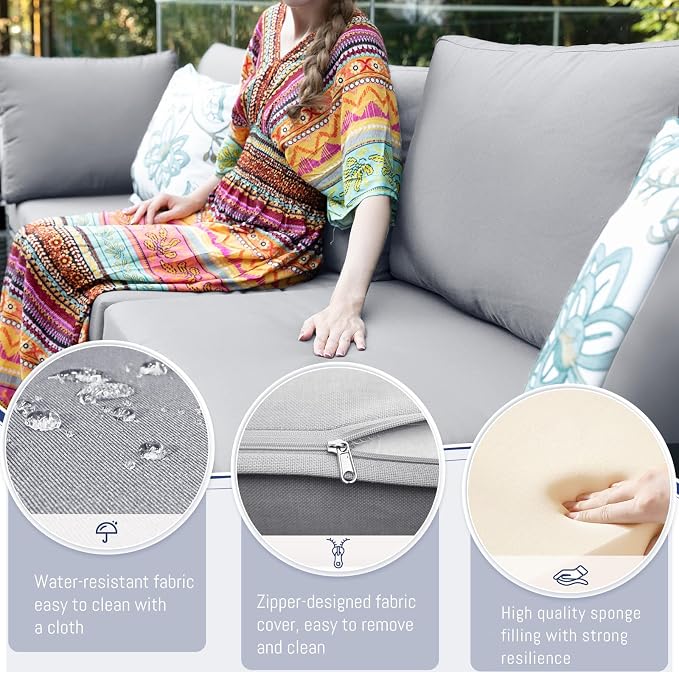 BULEXYARD 9 Piece High Back Outdoor Sectional Seating - Image 4