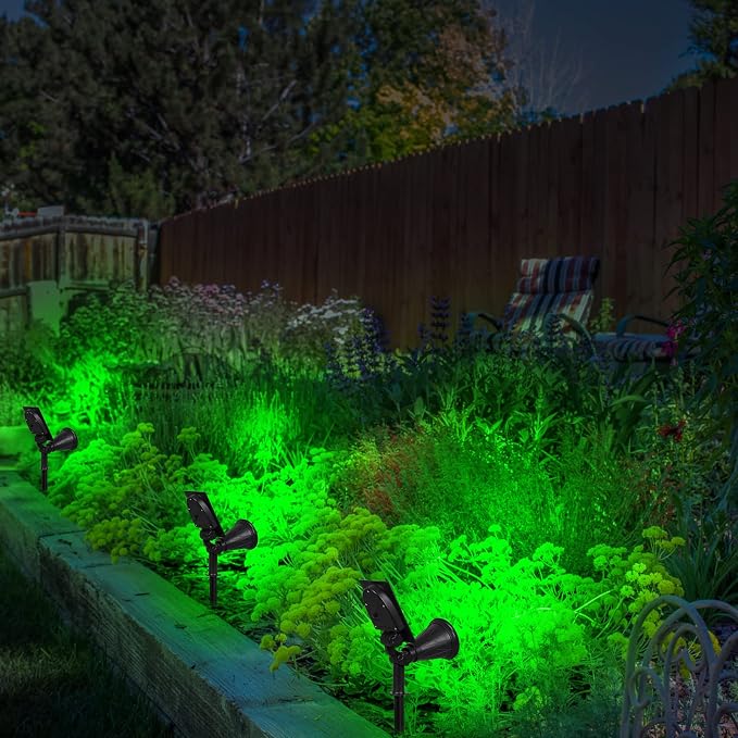 T-SUN Green Solar Spotlights, IP65 Waterproof Outdoor 4 LED Solar Garden Lights - Image 7