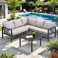 Patio Furniture Set, 6-piece Metal Sectional Furniture Sofa by ONBRILL