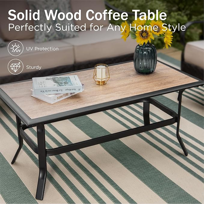 Elegant Wood-Like Outdoor Coffee Tables, Rectangular Patio Tables Suited - Image 3