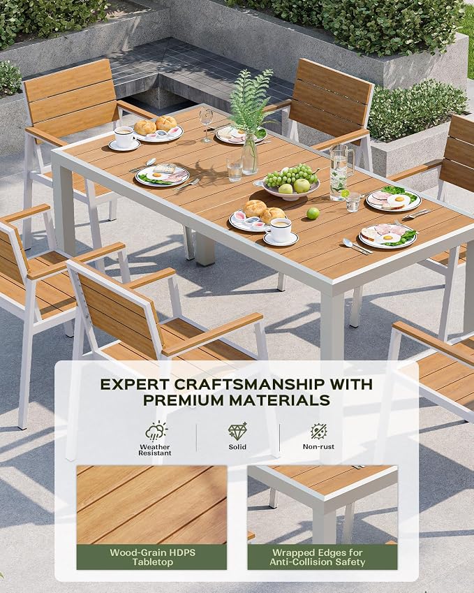 7-Piece Outdoor Dining Set, Aluminum Dining Table Set - Image 2