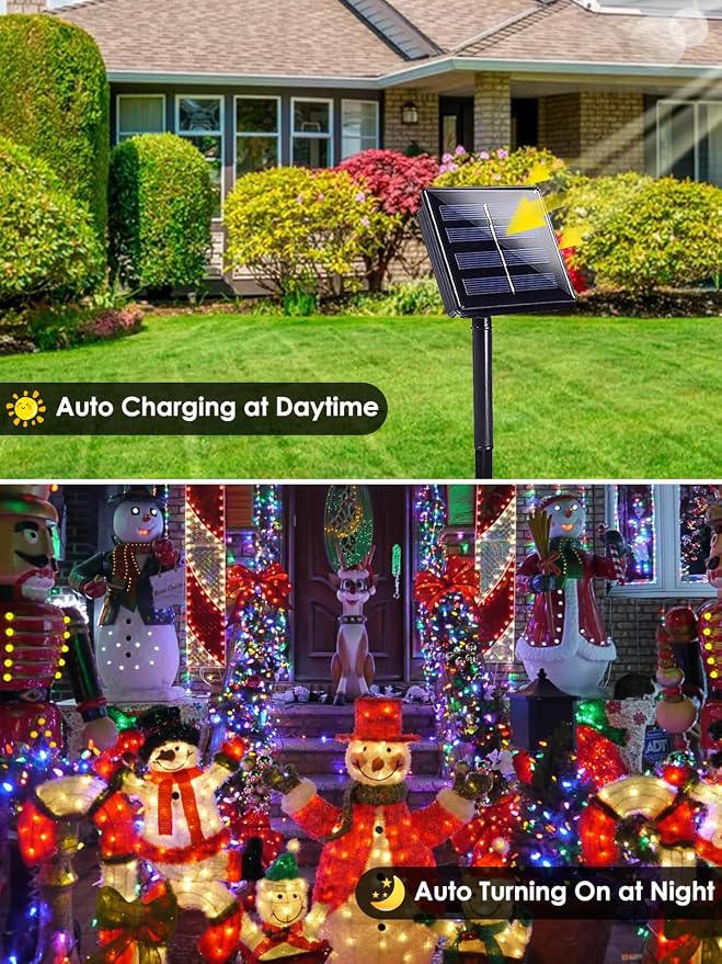 4pk Multi-Colored Solar Christmas Lights Outdoor Waterproof, 400 LED 132 FT - Image 3