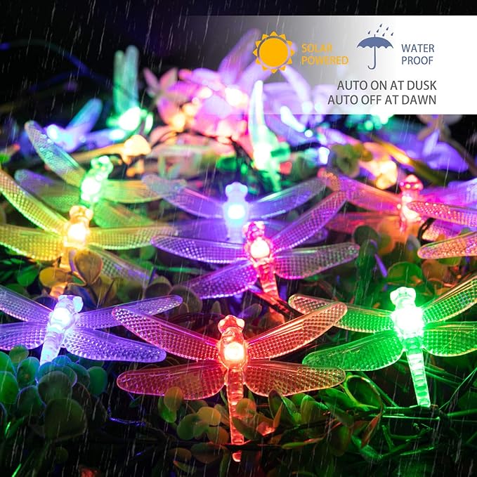 Dragonfly Solar String Lights Outdoor 25.6FT 30 LED Waterproof Solar Powered - Image 5