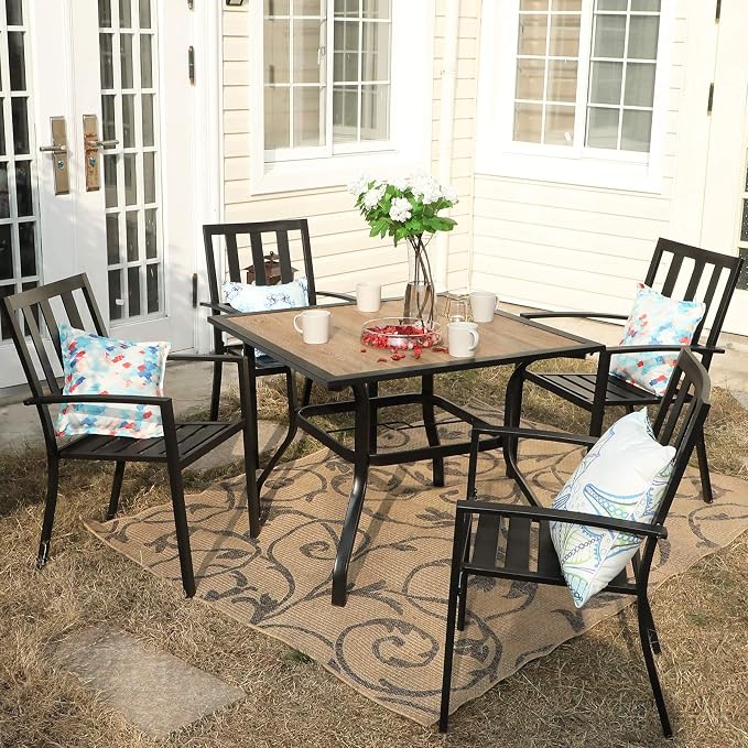 PHI VILLA Patio Dining Set Metal Outdoor Table and Chairs Furniture Set 5 Piece - Image 6