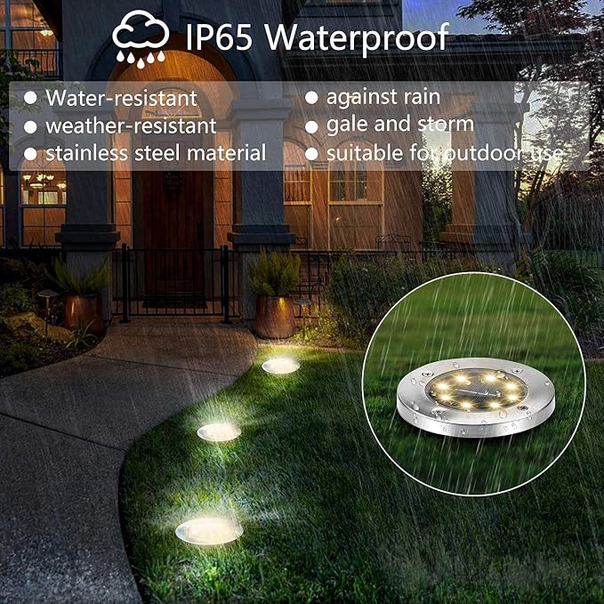 ZGWJ Solar Ground Lights, 12 Pack Waterproof Solar Garden Lights, Upgraded - Image 4