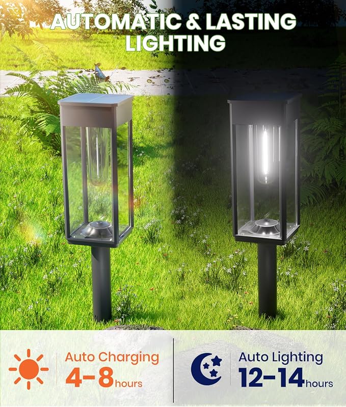 Bright Solar Lights Outdoor Waterproof IP65, 4 Pack Pathway Lights Solar Powerd - Image 5