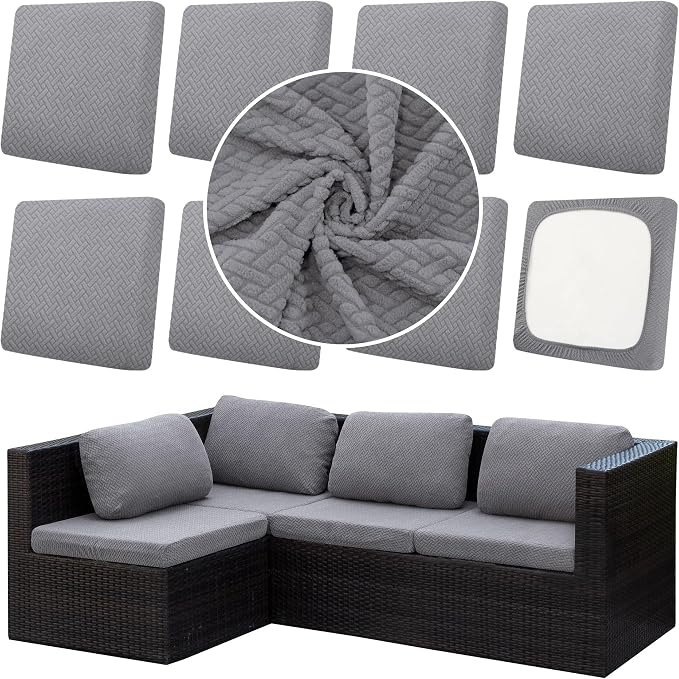 8Pcs Outdoor Cushion Covers, Patio Cushion Covers, Stretch Elastic Slipcovers by dreahoteztil