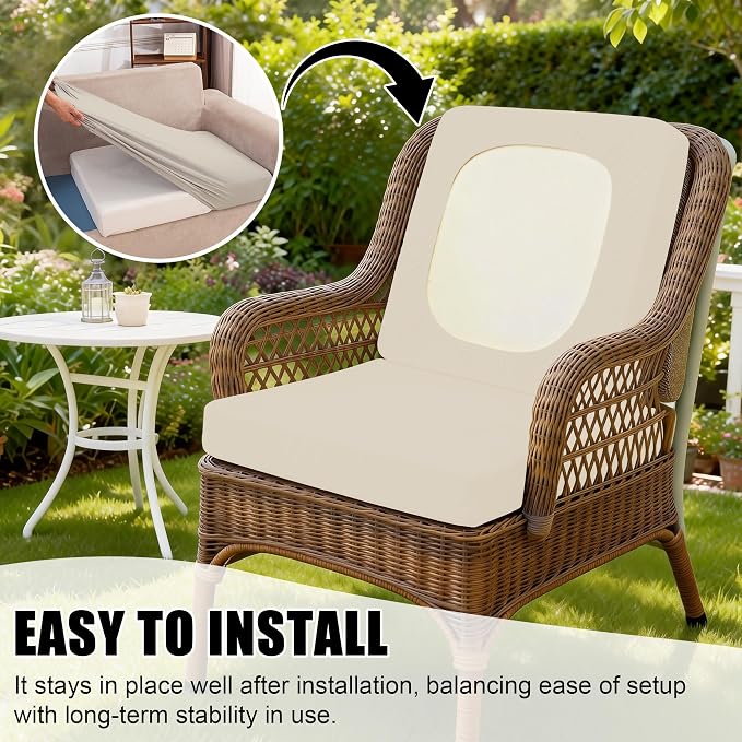 4Pcs Outdoor Cushion Covers, Patio Cushion Covers, Stretch Elastic Slipcovers - Image 5