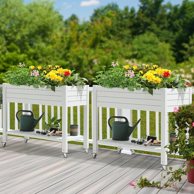 YITAHOME 43.3x17.7x34 in Elevated Garden Bed, Outdoor Plastic Planter Box - Image 7