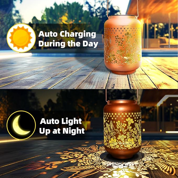 Solar Lanterns Outdoor Waterproof, Hummingbird Hanging Solar Lantern Garden - Image 3