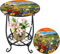 Outdoor Side Table Round Small Mosaic Patio Accent Indoor End Plant Coffee Tea by Cinnvoice