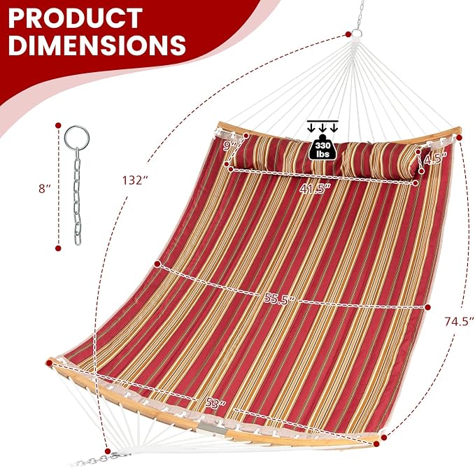 Tangkula 11FT Double Hammock, Heavy Duty Outdoor Hammock - Image 4