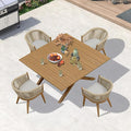 PURPLE LEAF 5 Pieces Oversized Square Outdoor Dining Set by PURPLELEAF