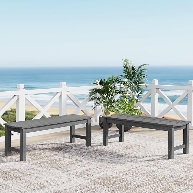 Outdoor Bench, 2-Person Patio Backless Bench Holds up to 800lbs, Weatherproof - Image 6