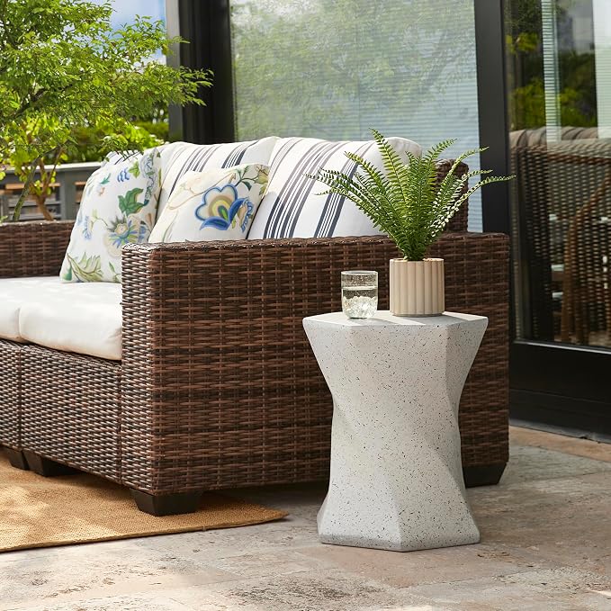 Glitzhome Outdoor Side Table Set of 2, 17.75" H Decorative Garden Stool MGO - Image 7