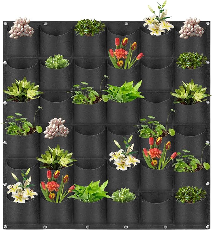 Hanging Planting Grow Bags, 36 Pockets Hanging Vertical Wall Planter Wall by LITLANDSTAR