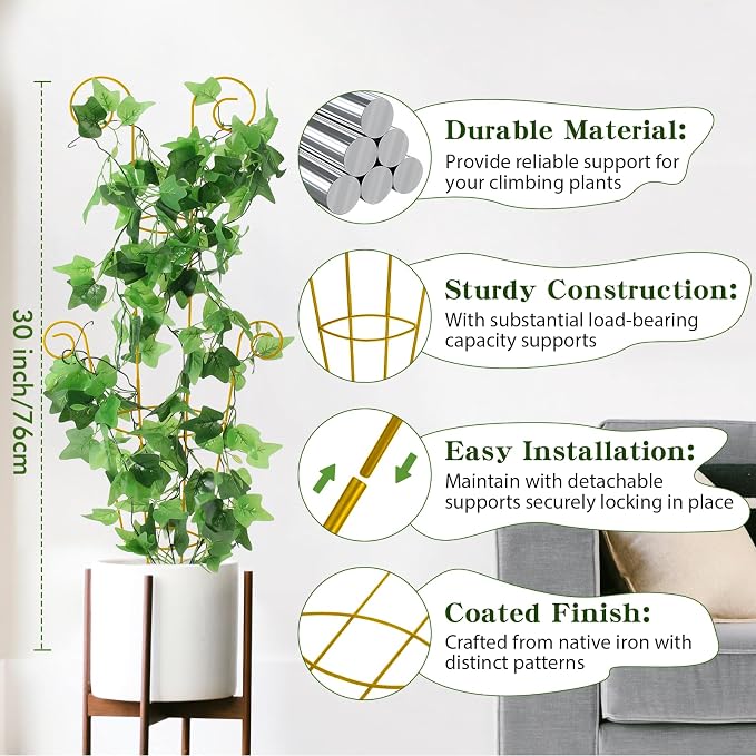 ZOUTOG Trellis for Climbing Plants Indoor 4 Pack 30 Inch, Rustproof Metal - Image 2