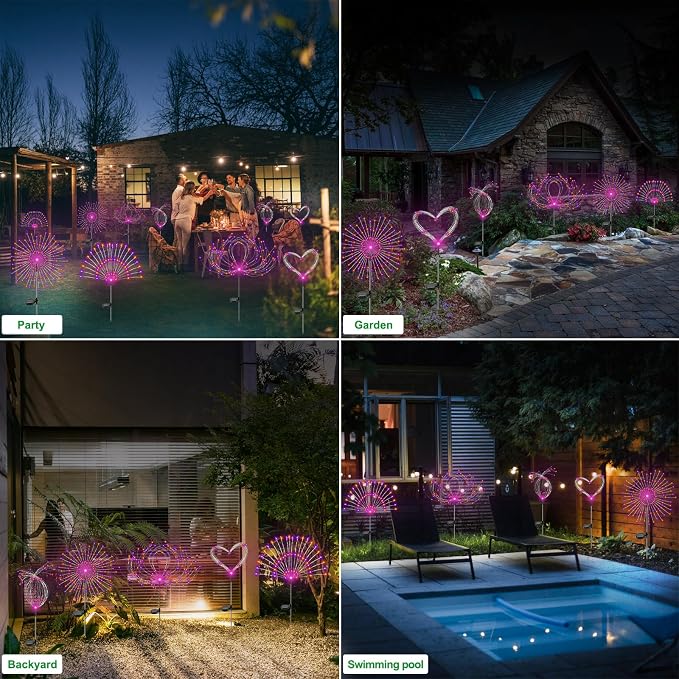 Solar Garden Lights Outdoor Waterproof, 2 Pack 120 LED Solar Firework Lights - Image 5