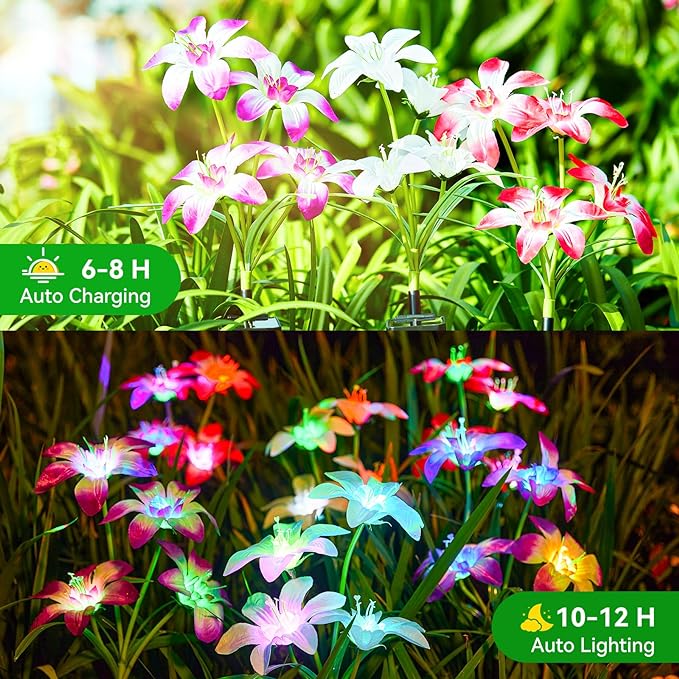 WdtPro Solar Lights Outdoor Waterproof Clearance, 8 Pack RGB Solar Garden Lights - Image 3
