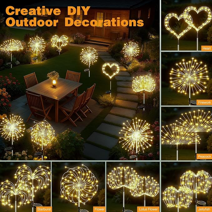 btfarm Solar Garden Lights Outdoor, 8 Modes Firework Lights Solar Powered - Image 4