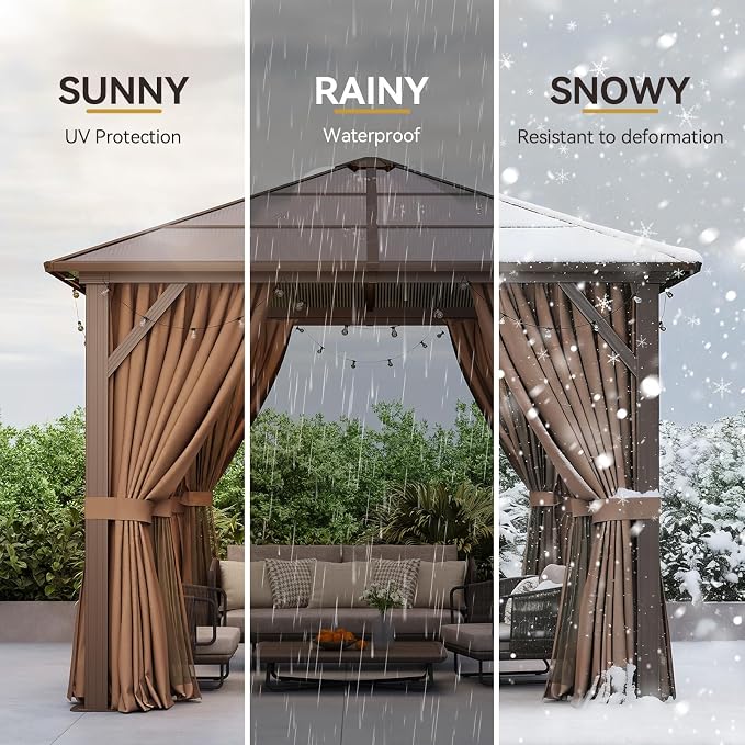 Aoxun 10'x10' Hardtop Gazebo, Outdoor Metal Gazebo - Image 7