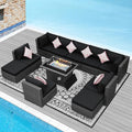 NICESOUL 11 Piece Outdoor Furniture Set w/Fireplace, Luxury Patio Sectional by NICESOUL
