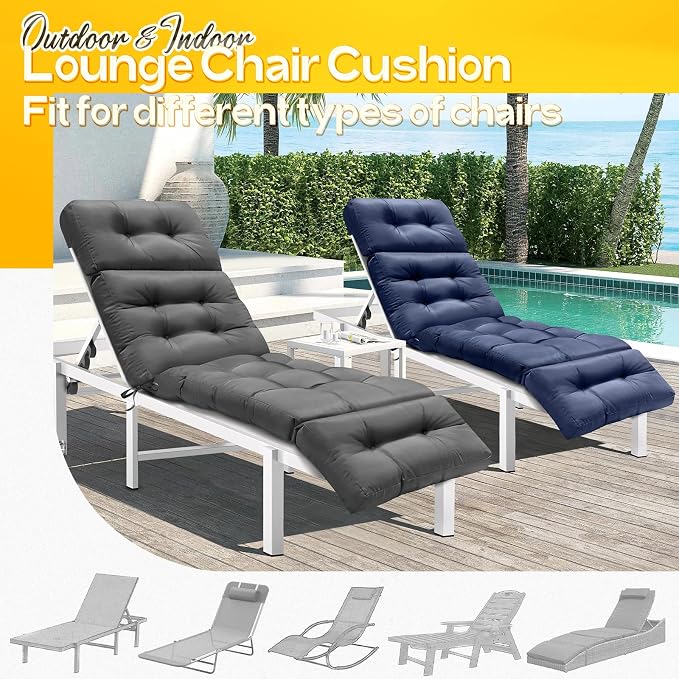 MAGIC ELEPHANT Chaise Lounge Cushion Outdoor, Memory Foam Patio Lounge Chair - Image 6
