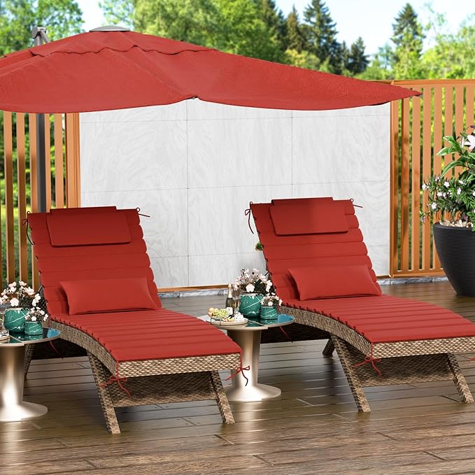 2 Sets of Outdoor Water-Resistant Olefin Chaise Lounge Cushions - Image 2