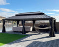PURPLE LEAF 14' X 24' Outdoor Hardtop Gazebo Patio Wide Aluminum Frame Metal by PURPLELEAF