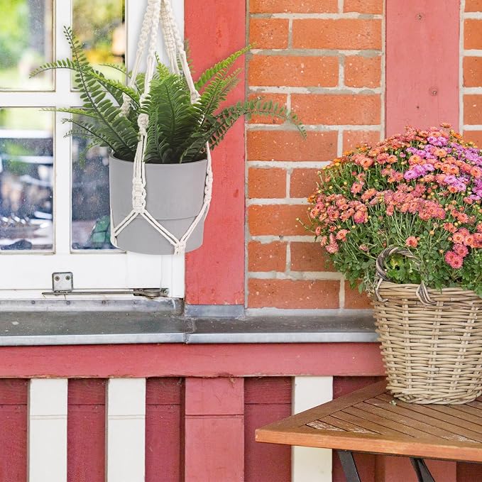 Macrame Plant Hanger, 2 Pack Boho Hanging Planters Baskets - Image 6