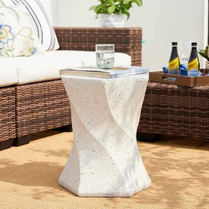 Glitzhome Outdoor Side Table Set of 2, 17.75" H Decorative Garden Stool MGO - Image 2