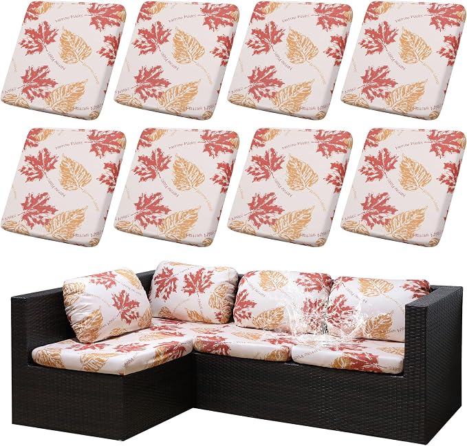 8Pcs Outdoor Cushion Covers, Patio Cushion Covers, Stretch Elastic Slipcovers by dreahoteztil