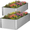 2 Pack Tall 6x3FT Raised Beds for Gardening, Corrugated Galvanized Steel Raised by OZMSHF