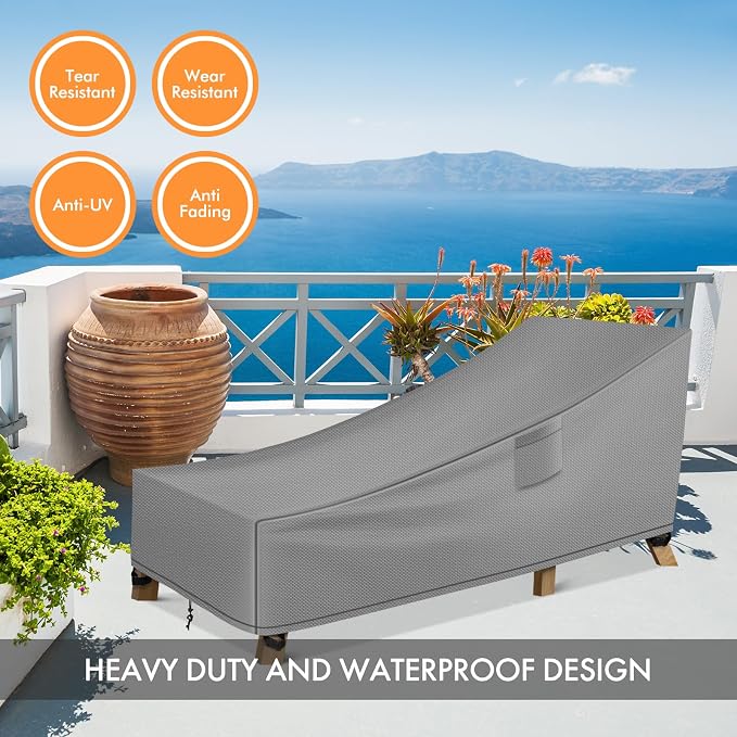WLEAFJ Patio Chaise Lounge Cover Waterproof, Heavy Duty Outdoor Lounge Chair - Image 6