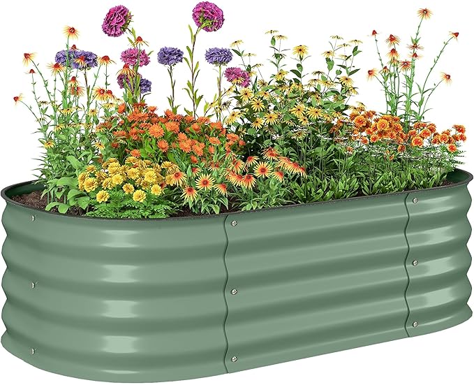 Outsunny 3.5' x 2' x 1' Galvanized Raised Garden Bed Kit, Outdoor Metal by Outsunny