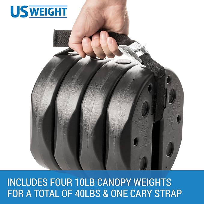 US Weight 40 Pound Canopy Weight Set of 4 and Carry Strap - Image 7