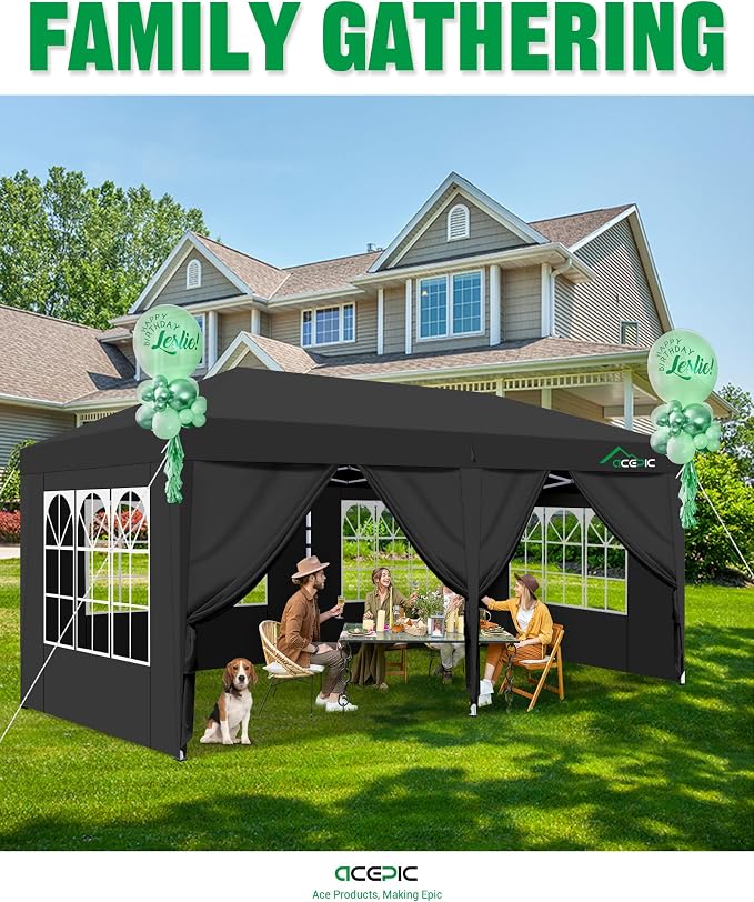 10x20 Pop Up Canopy with 6 Removable Sidewalls, Easy Set-up 2 Central Lock - Image 6