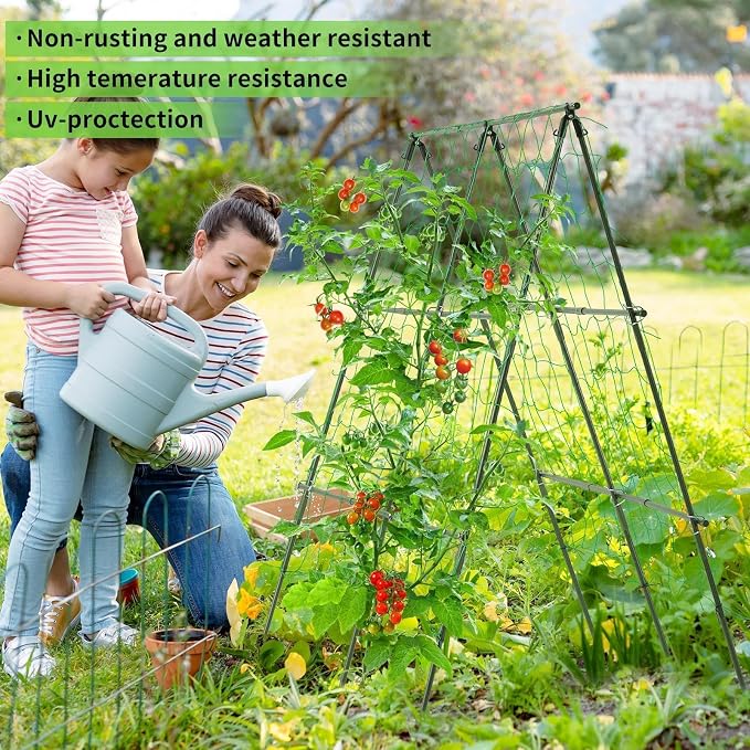 Lalahoni Cucumber Trellis, 4ft x 4ft Metal A-Frame Garden Trellis Climbing - Image 2