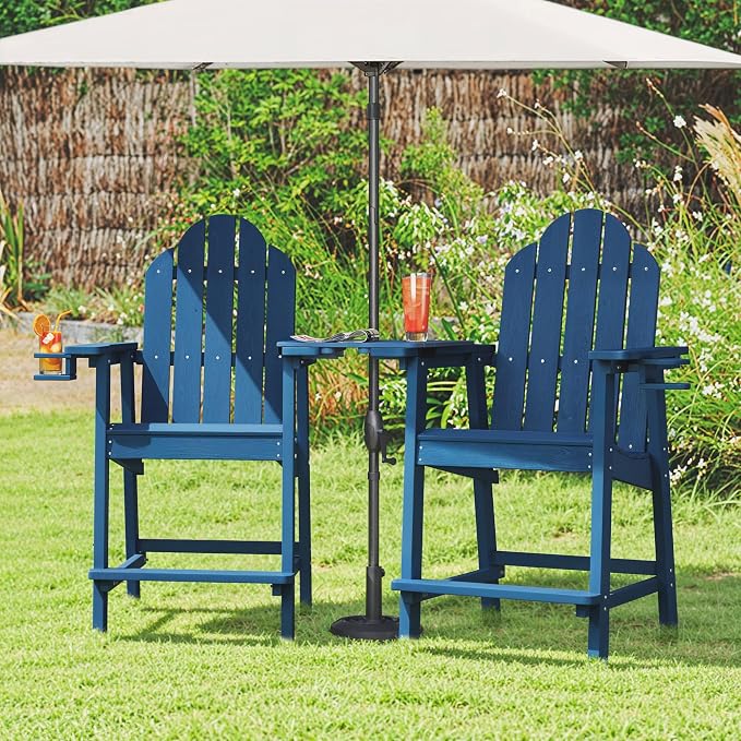 LUE BONA Tall Adirondack Chair Set of 2, All Weather HDPS Bar Height Adirondack - Image 5