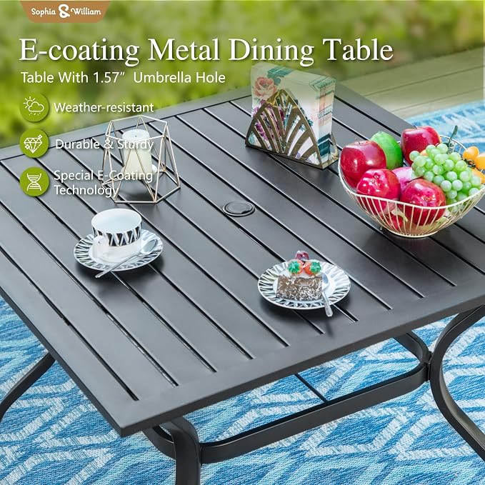 Sophia & William Outdoor Patio Dining Set 5 Pieces, 4 x Textilene Swivel Patio - Image 6