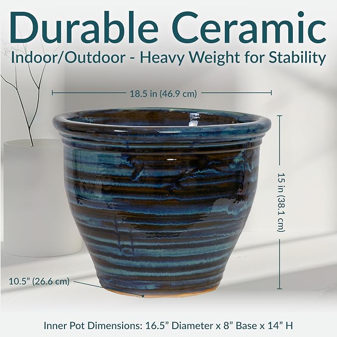 Sunnydaze Large Ceramic Plant Pot - Image 5
