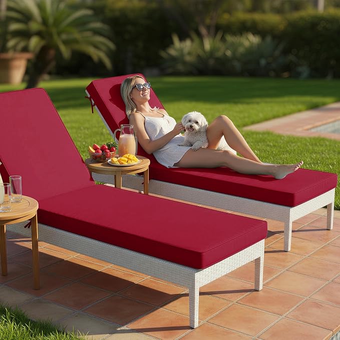 Chaise Lounge Cushions Outdoor Set of 2 - Image 2