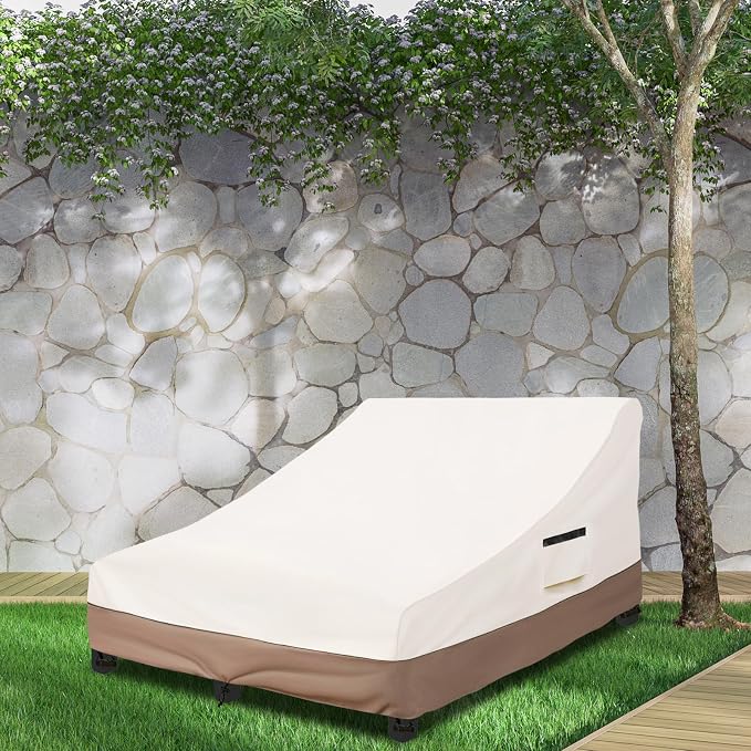 Okcool 100% Waterproof Patio Double Wide Chaise Lounge Chair Cover, 600D Tough - Image 6