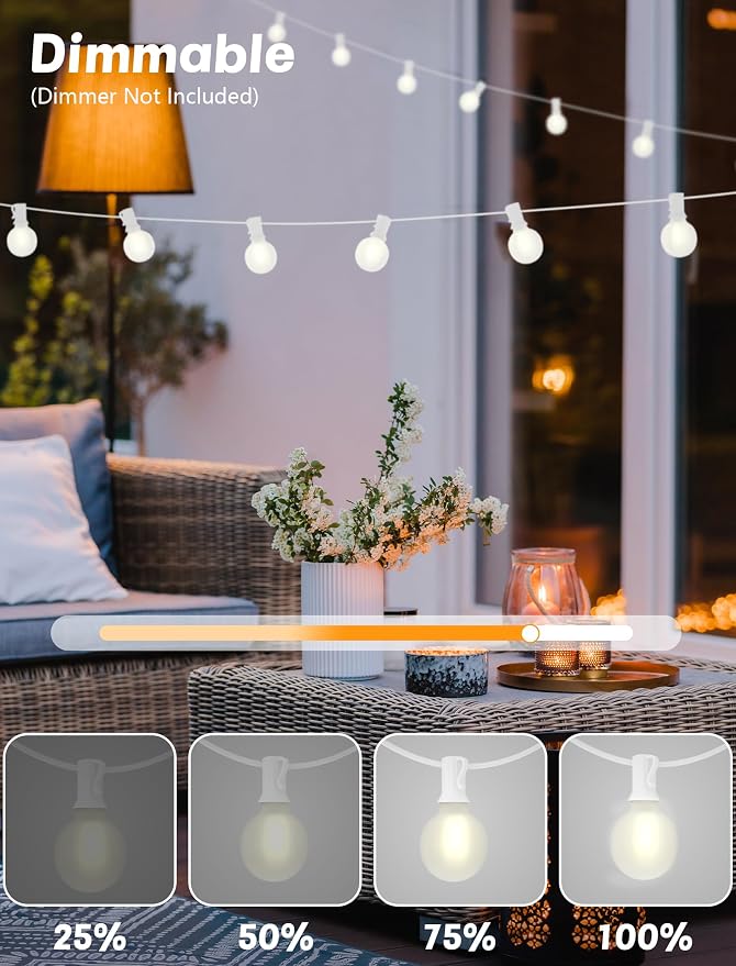 SUNSGNE White String Lights Outdoor, 50FT White Outdoor Lights - Image 6