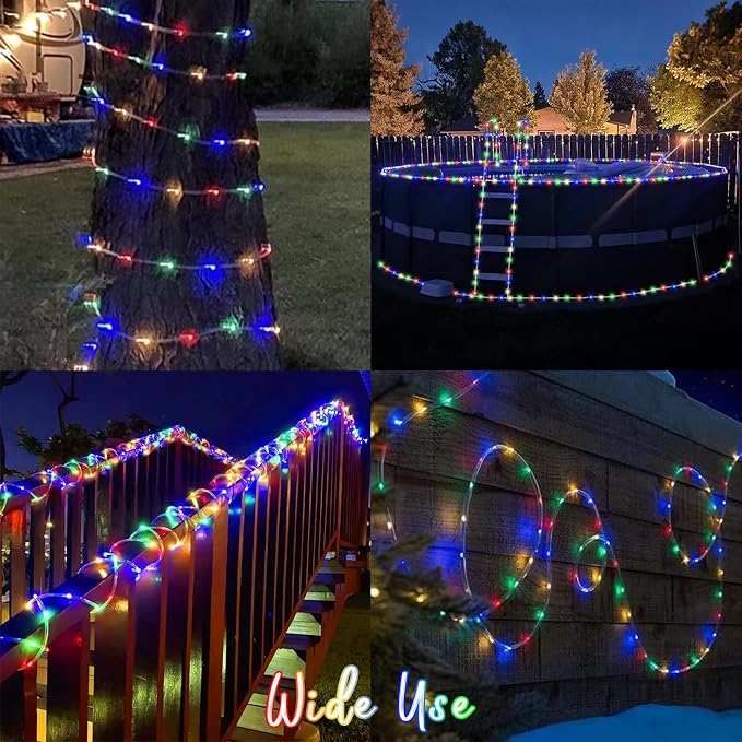 QITONG Multicolor Solar Rope Lights, 2 Pack Each 33ft 100 LED Trampoline Lights - Image 5