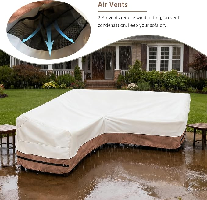 okcool Outdoor Sectional Sofa Cover Waterproof V Shaped Patio Furniture Covers - Image 7