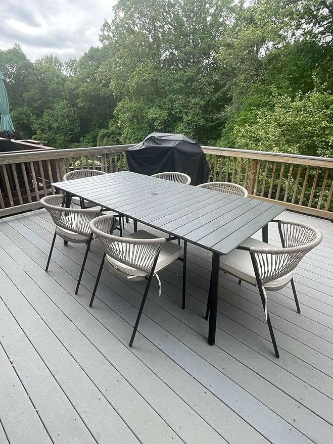 70" Patio Outdoor Dining Table for 6, Weather-Resistant Aluminum Frame - Image 2
